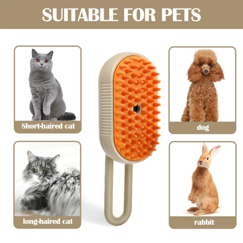 Steam Brush Cat Brush Cats Vaporizer Pet Hair Brush Remover Pets Cleaning Steamy Spray Massage Comb 3in1 Grooming Supplies - Image 5