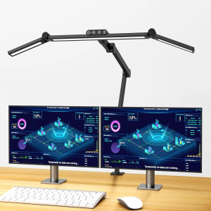 led Desk Lamp with Clamp, 24W Ultra Bright Architect LED Table Lamp for Home Office with Atmosphere Lighting, Automatic Dimming