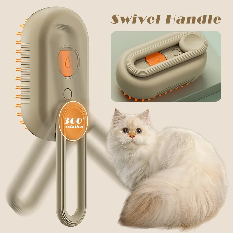 Steam Brush Cat Brush Cats Vaporizer Pet Hair Brush Remover Pets Cleaning Steamy Spray Massage Comb 3in1 Grooming Supplies - Image 2