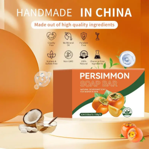 1/2Pcs Natural Persimmon Extract Soap Deep Cleansing Oil Control Face Soap Handmade Deodorize Bath Soap Bar
